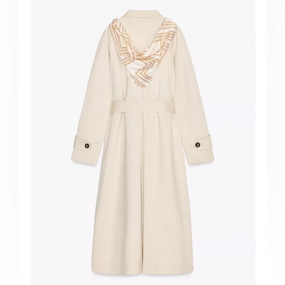 Zara Beige Trench Coat with scarf - Picture 9 of 13